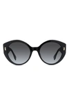 Fendi 53mm Square Sunglasses In Shiny Black / Gradient Smoke