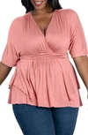 Kiyonna Promenade Top In Pink Petal