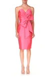Badgley Mischka Bow Front Strapless Body-con Cocktail Dress In Rose