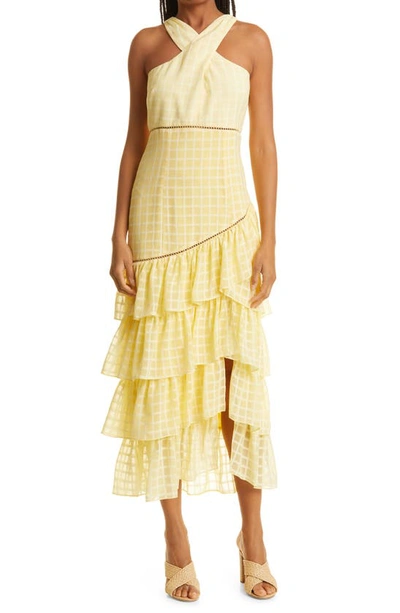 Likely Likley Reni Tiered Midi Dress In Yellow Cream
