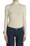 Bottega Veneta Triangle Rib Silk Blend Turtleneck Sweater In Sea Salt