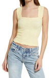 Free People Love Letter Floral Knit Camisole In Mellow Yellow