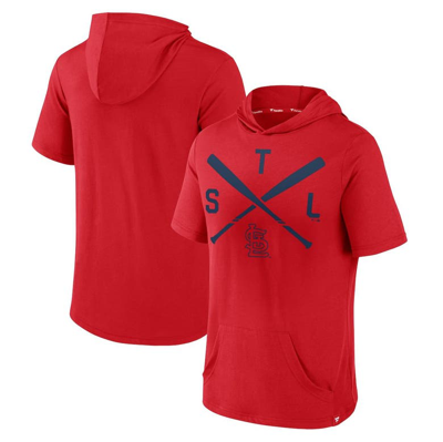 Fanatics Branded Red St. Louis Cardinals Iconic Rebel Short Sleeve Pullover Hoodie