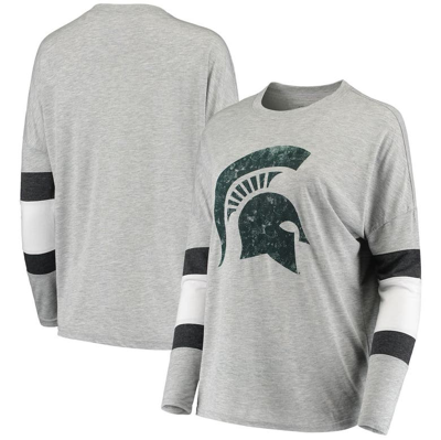Camp David Heathered Gray Michigan State Spartans Swell Stripe Long Sleeve T-shirt In Heather Gray