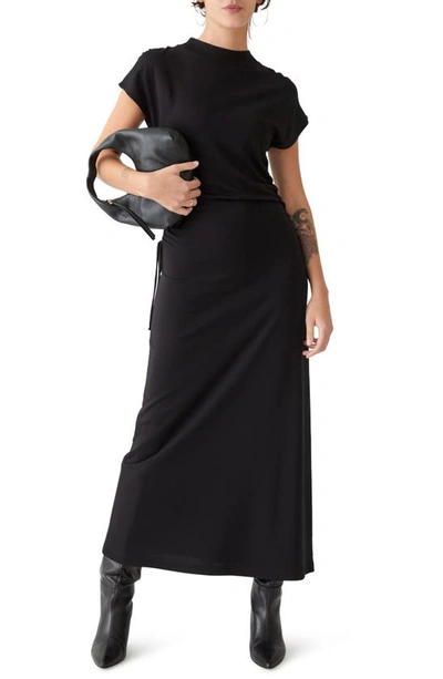 knee length dresses for ladies Black Asymmetrical Mesh Midi Dress Medium main image 0