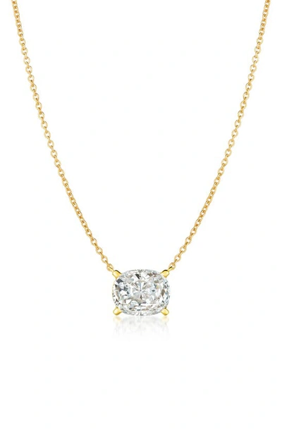 Crislu Cushion Cut Cubic Zirconia Pendant Necklace In 18kt Yellow Gold