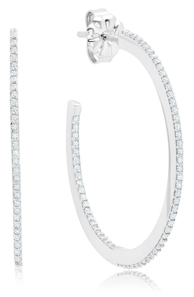 Crislu Cubic Zirconia Inside Out Hoop Earrings In Platinum