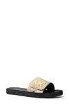 Michael Michael Kors Mk Logo Slide Sandal In Pale Gold