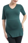 Kimi And Kai Essential Maternity/nursing Top In Forest Green