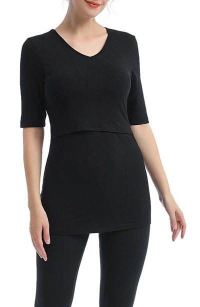 Kimi And Kai Essential Maternity/nursing Top In Black