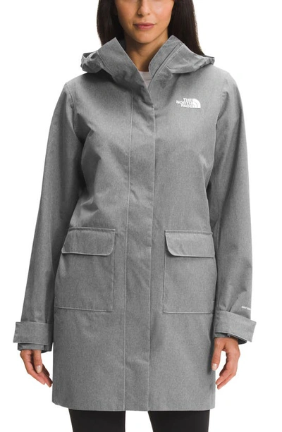 The North Face City Breeze Waterproof Rain Jacket In Tnf Medium Grey Heather