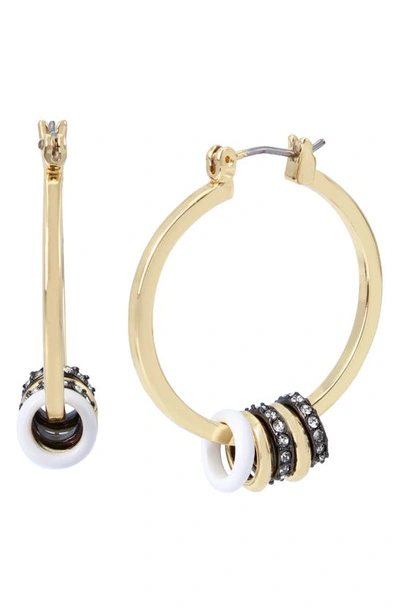 Allsaints Rondelle Small Hoop Earrings In Black/gold