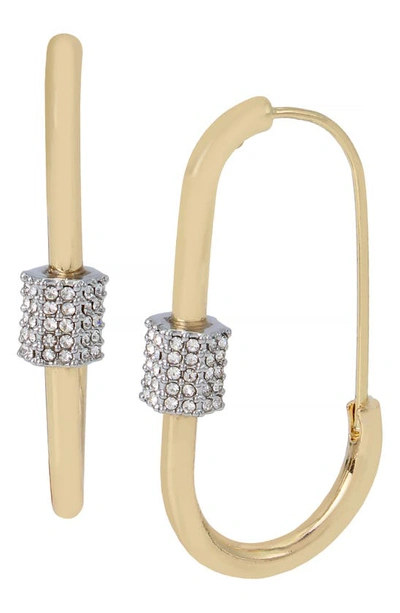 Allsaints Pave Accent Oval Hoop Earrings In Gold/silver