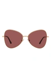 Dolce & Gabbana 58mm Butterfly Sunglasses In Pink Gold/ Dark Violet