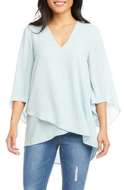 Karen Kane Asymmetric High/low Top In Navy