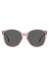 Fendi Fine 53mm Cat Eye Sunglasses In Shiny Pink / Smoke