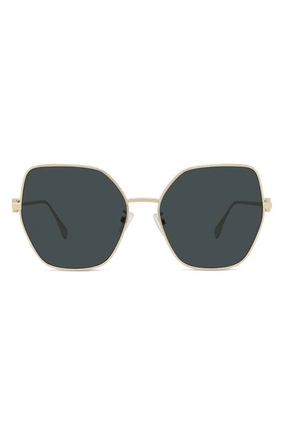 Fendi Baguette 59mm Geometric Sunglasses In Shiny Gold
