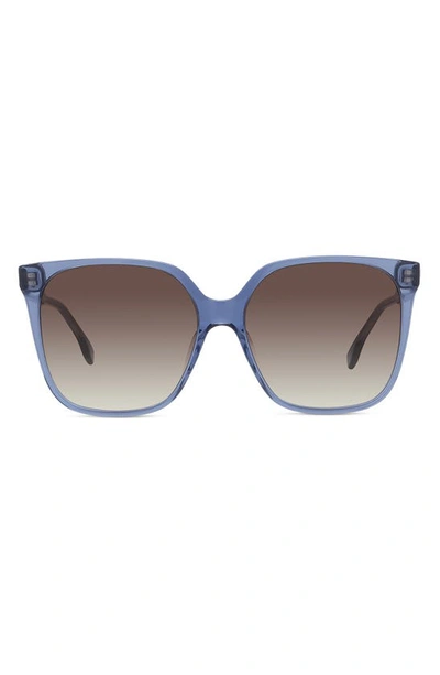 Fendi Fine 59mm Square Sunglasses In Shiny Blue / Gradient Brown