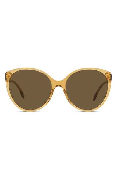 Fendi Fine 59mm Cat Eye Sunglasses In Shiny Beige / Brown