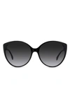 Fendi Fine 59mm Cat Eye Sunglasses In Shiny Black
