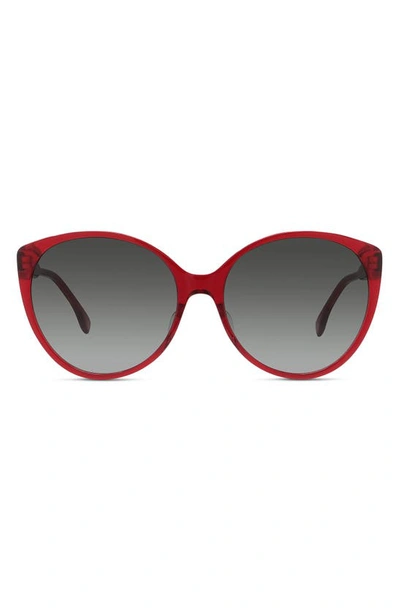 Fendi Fine 59mm Cat Eye Sunglasses In Shiny Red / Gradient Smoke