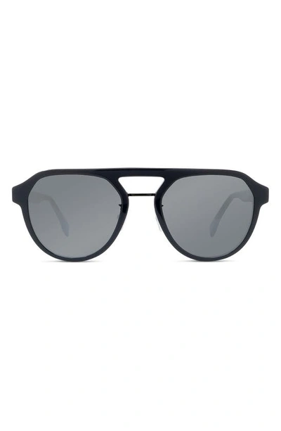 Fendi Diagonal 54mm Polarized Aviator Sunglasses In Silver