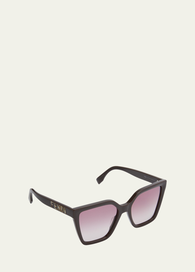 Fendi Fe40030i 01d Butterfly Polarized Sunglasses In Grey