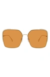 Fendi The  O'lock 59mm Geometric Sunglasses In Shiny Gold/ Brown