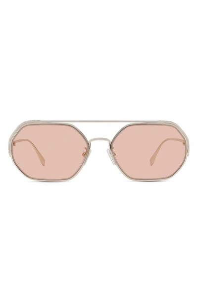 Fendi O'lock 57mm Geometric Sunglasses In Shiny Gold Dh / Bordeaux