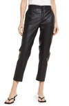 Ag Caden Crop Faux Leather Pants In Super Black