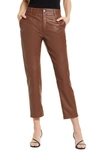 Ag Caden Crop Faux Leather Pants In Dark Walnut