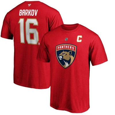 Fanatics Branded Aleksander Barkov Red Florida Panthers Team Authentic Stack Name & Number T-shirt