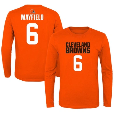 Outerstuff Kids' Youth Baker Mayfield Orange Cleveland Browns Mainliner Player Name & Number Long Sleeve T-shirt