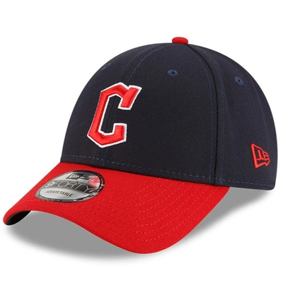 New Era Men's Navy And Red Cleveland Guardians Logo Replica Core Classic 9twenty Adjustable Hat In Navy/red
