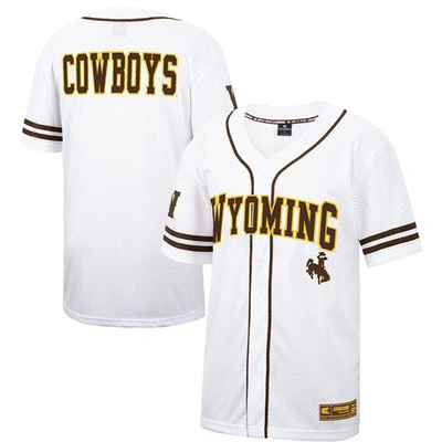 Colosseum White Wyoming Cowboys Free Spirited Mesh Button-up Baseball Jersey