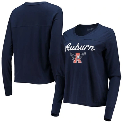 Under Armour Navy Auburn Tigers Vault Cropped Long Sleeve T-shirt