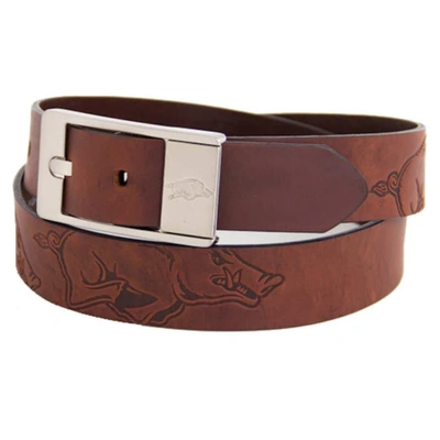 Eagles Wings Arkansas Razorbacks Brandish Leather Belt In Brown