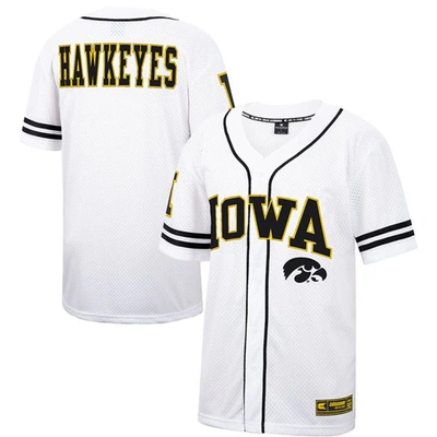 Colosseum White Iowa Hawkeyes Free Spirited Mesh Button-up Baseball Jersey