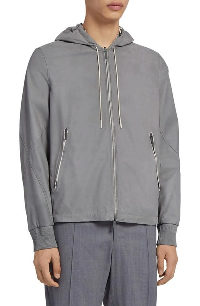 Zegna Men's Reversible Napa Leather Jacket In Grey