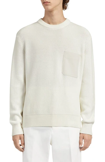 Zegna Crossover Silk-cashmere Crewneck Sweater In Natural