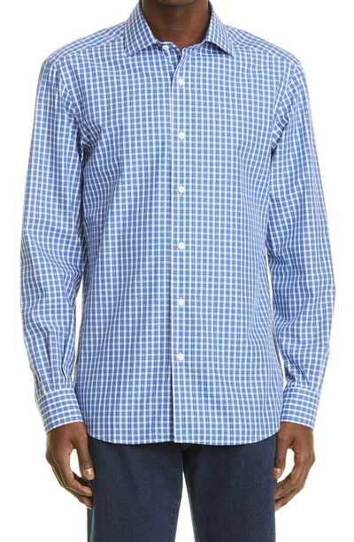 Zegna Centoquaranta Twill Button-up Shirt In Dk Blu Ck