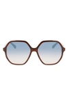 Longchamp 58mm Le Pliage Modified Rectangle Sunglasses In Havana/ Azure