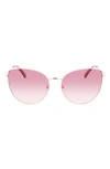Longchamp Roseau 60mm Cat Eye Sunglasses In Rose Gold/ Rose