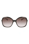Longchamp 59mm Roseau Modified Rectangle Sunglasses In Black