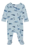 Nordstrom Kids'  Baby Print Footie In Blue Fog Construction