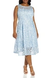 Adrianna Papell Embroidered Fit & Flare Dress In Clear Water