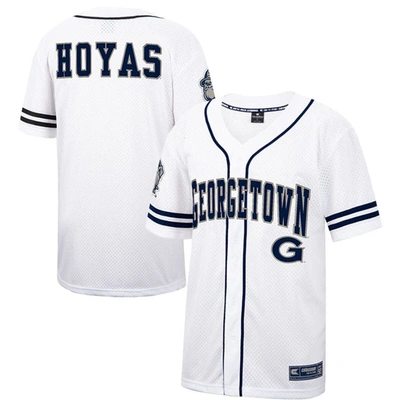 Colosseum White Georgetown Hoyas Free Spirited Mesh Button-up Baseball Jersey