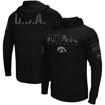 Colosseum Black Iowa Hawkeyes Oht Military Appreciation Hoodie Long Sleeve T-shirt