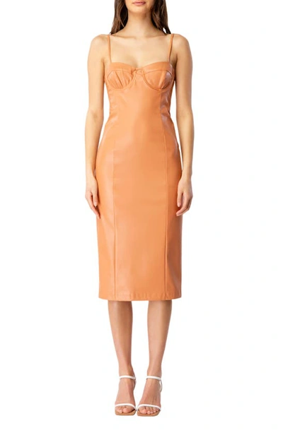 Bardot Sibella Sleeveless Faux Leather Midi Dress In Dusty Rose | ModeSens
