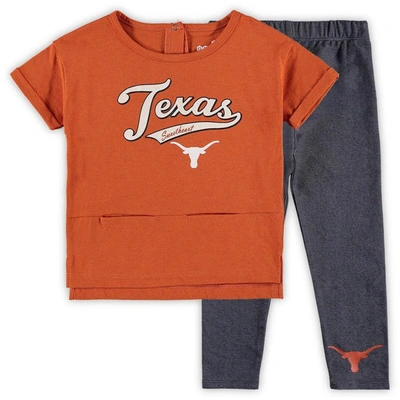 Genuine Stuff Kids' Girls Preschool Texas Orange Texas Longhorns Stadium T-shirt & Leggings Set In Burnt Orange